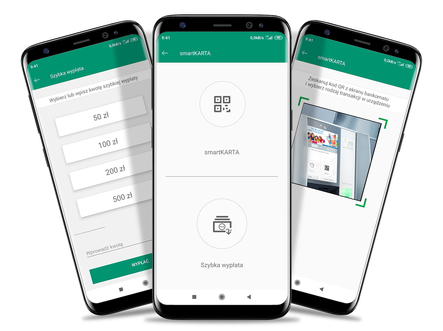 6 wizualizacja Ekrany z App Nasz Bank obraz przedstawia 3 telefony